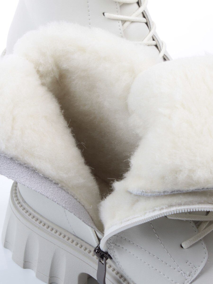 04-PAX27-2Z MILK Ботинки зимние женские (натуральная кожа, 100% шерсть) 