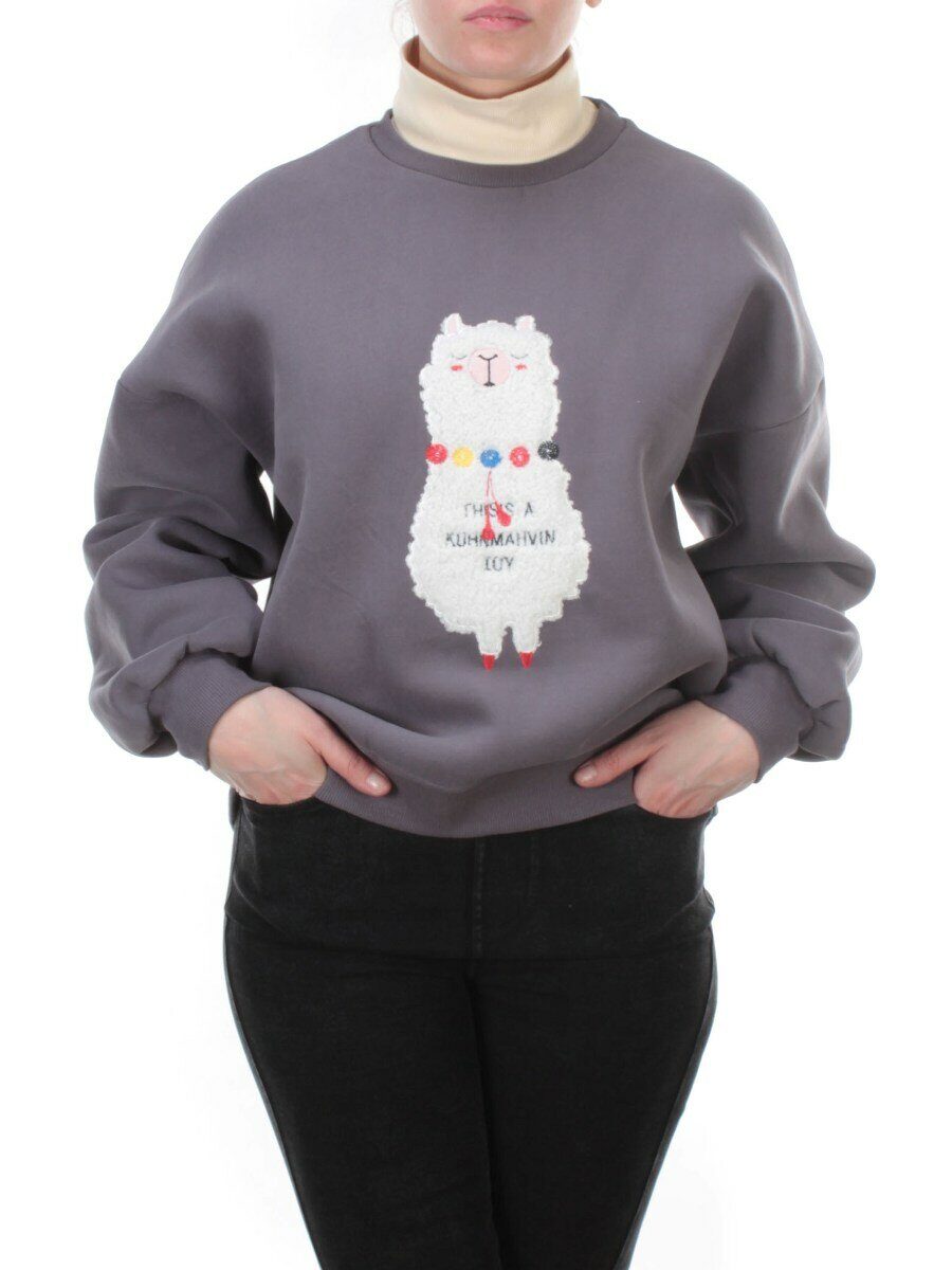 D-5627 Толстовка с высоким горлом (27% хлопок, 70% полиэстер, 3% вискоза) размер оверсайз 46-48-50