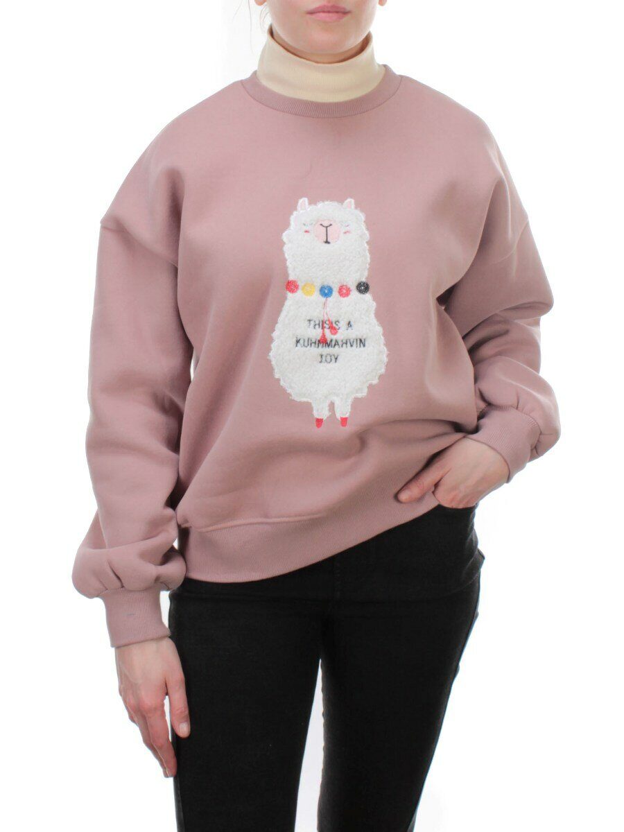 D-5627 Толстовка с высоким горлом (27% хлопок, 70% полиэстер, 3% вискоза) размер оверсайз 46-48-50