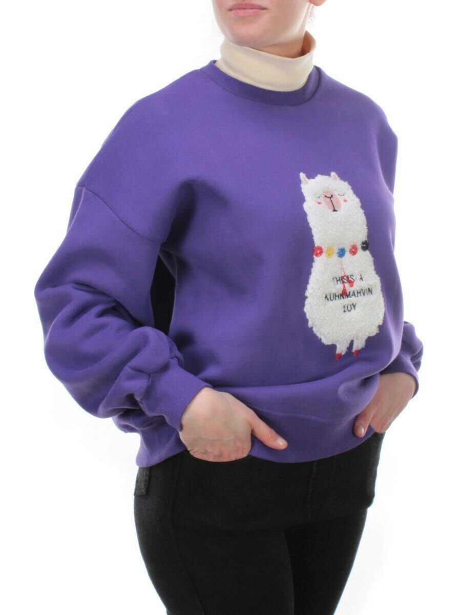 D-5627 Толстовка с высоким горлом (27% хлопок, 70% полиэстер, 3% вискоза) размер оверсайз 46-48-50