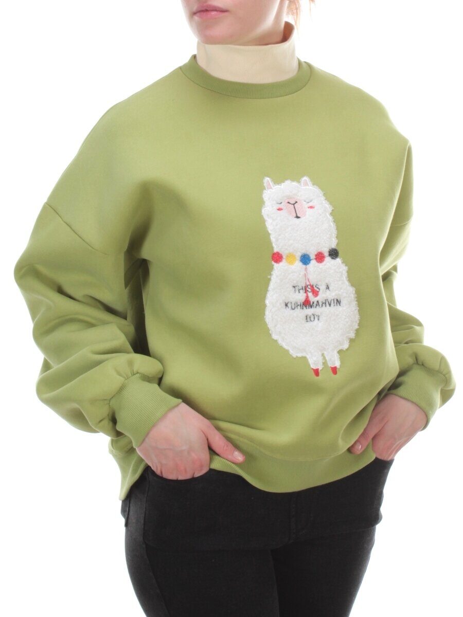 D-5627 Толстовка с высоким горлом (27% хлопок, 70% полиэстер, 3% вискоза) размер оверсайз 46-48-50