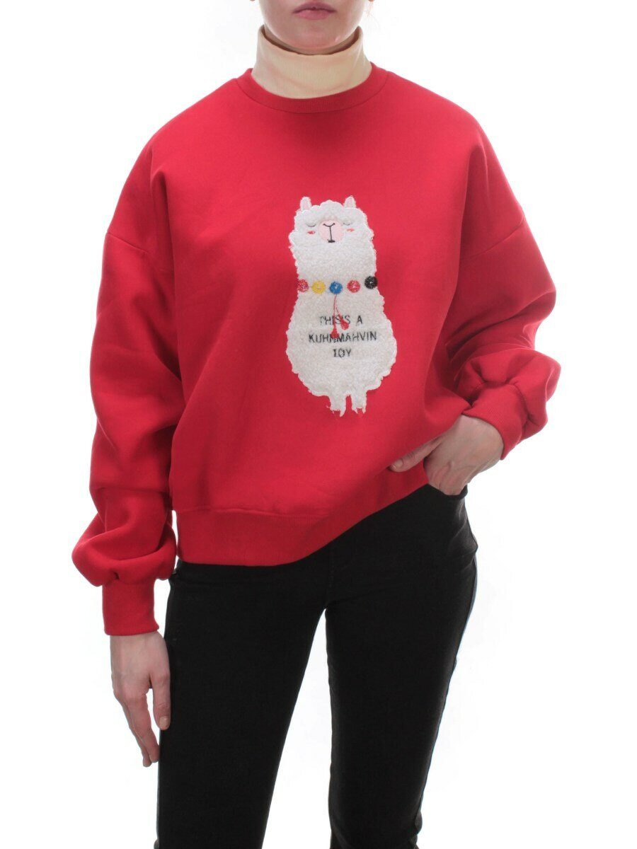 D-5627 Толстовка с высоким горлом (27% хлопок, 70% полиэстер, 3% вискоза) размер оверсайз 46-48-50