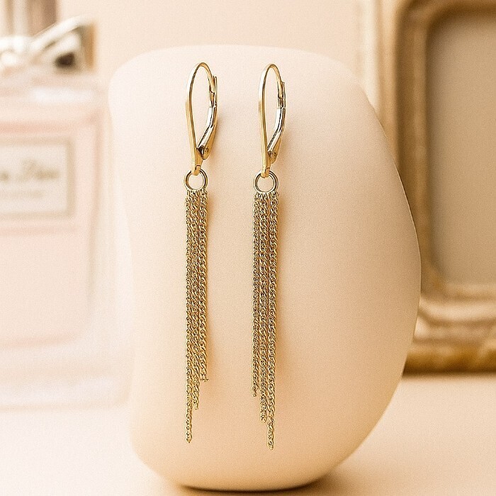 Серьги висячие цепочки ювелирная бижутерия коллекция Xuping покрытие позолота