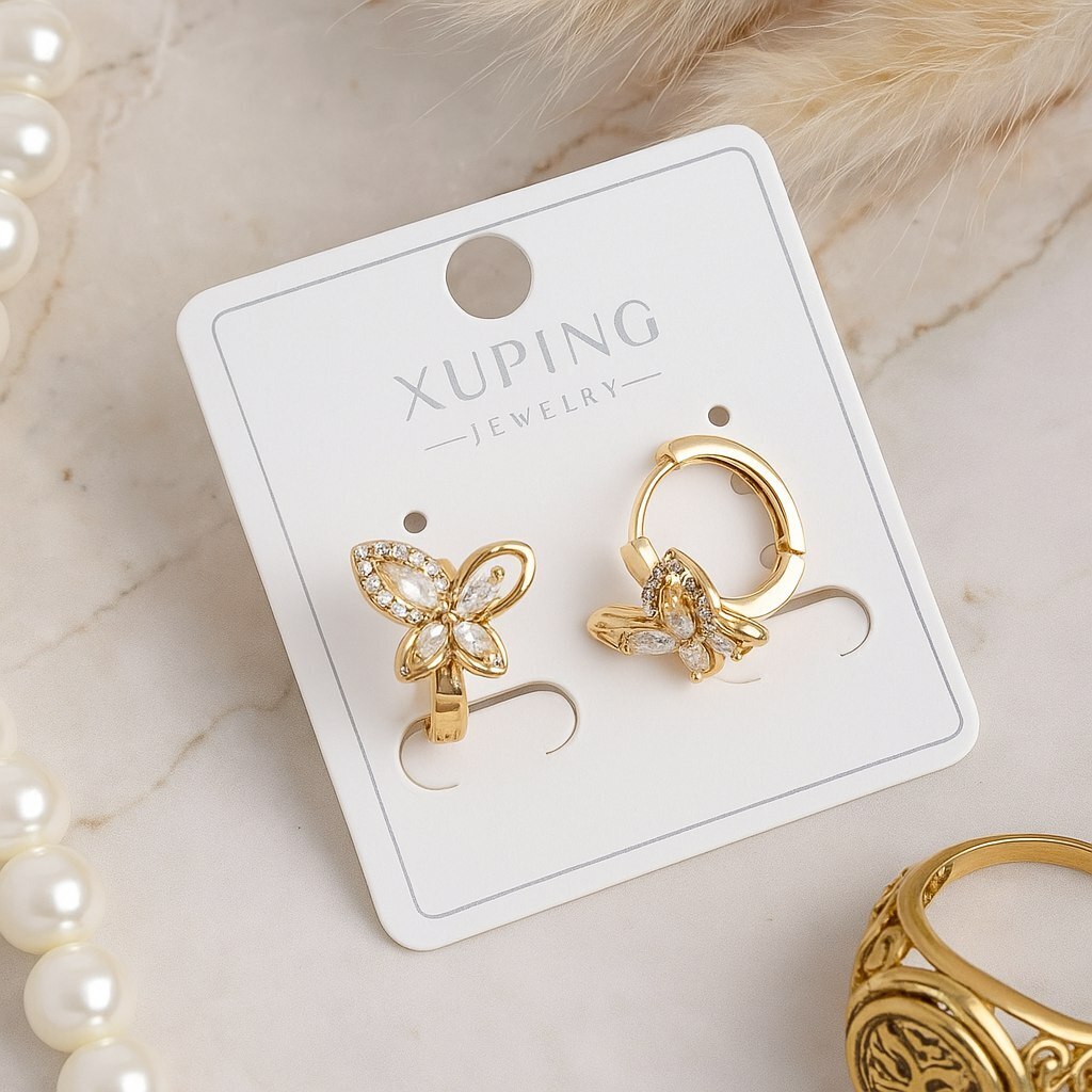 Серьги коллекция Xuping покрытие позолота вставка фианиты