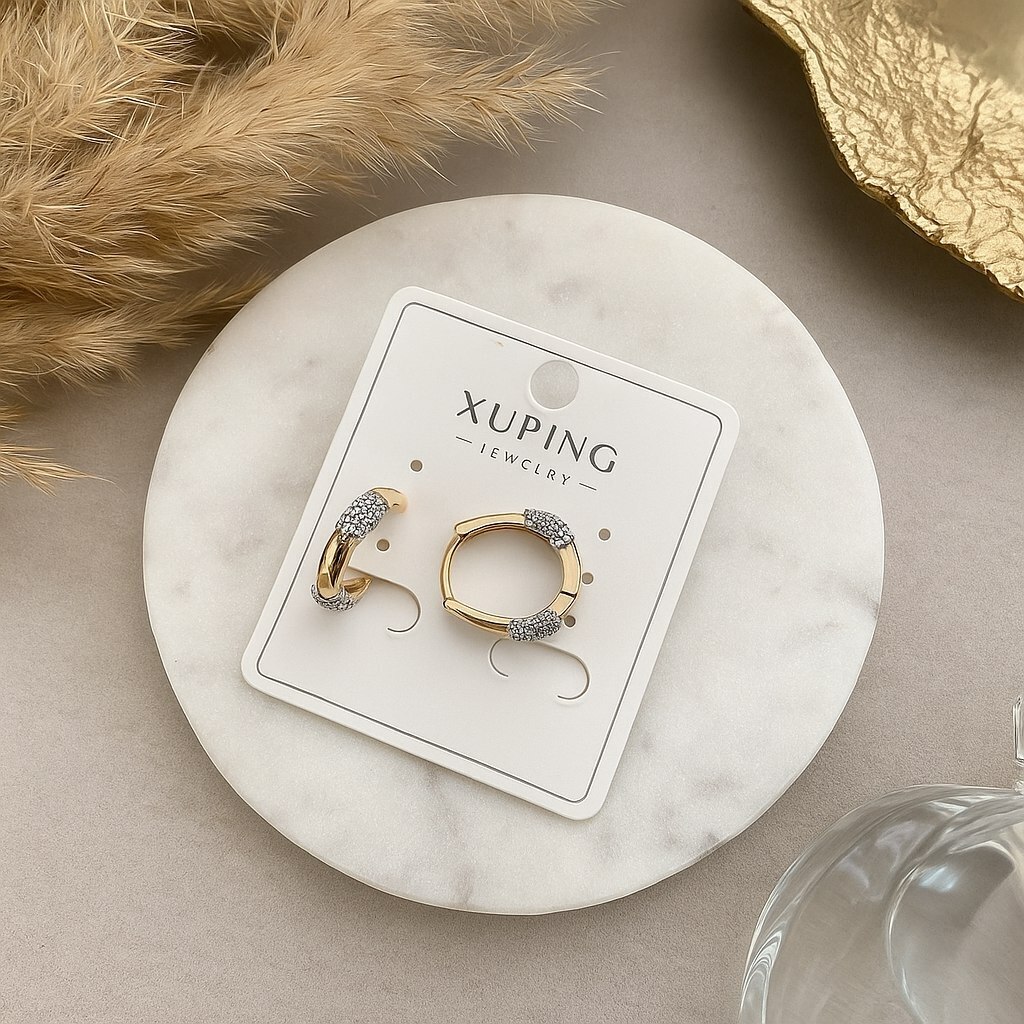 Серьги коллекция Xuping покрытие позолота вставка фианиты