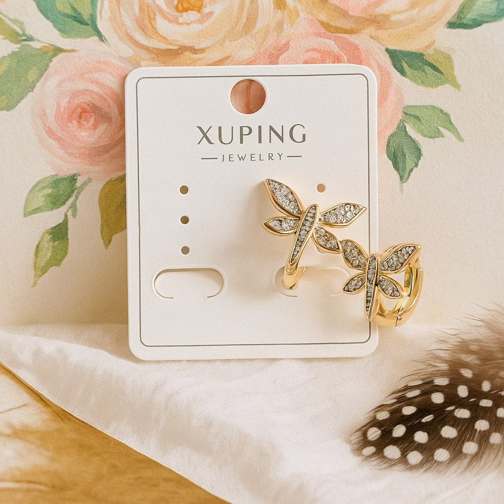 Серьги коллекция Xuping покрытие позолота вставка фианиты