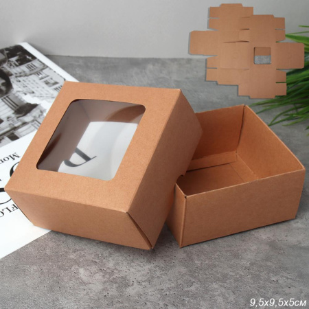 Коробка подарочная складная 10x10x5 см / 326-B /уп 12/300/крафт