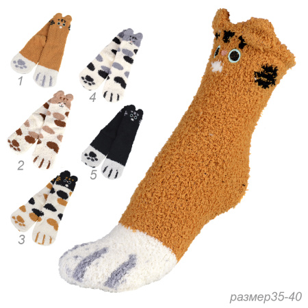 Носки женские флисовые р. 35-40 новогодний / MNZ-19 / ОДНА ПАРА (1)