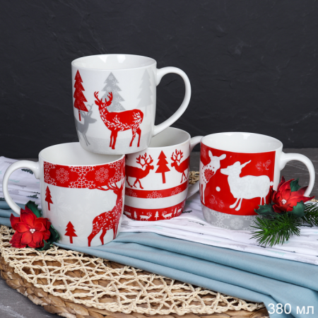 Подарочный набор Кружка новогодняя 380 мл+ носки / H012-2/ в подарочной упаковке /АКЦИЯ