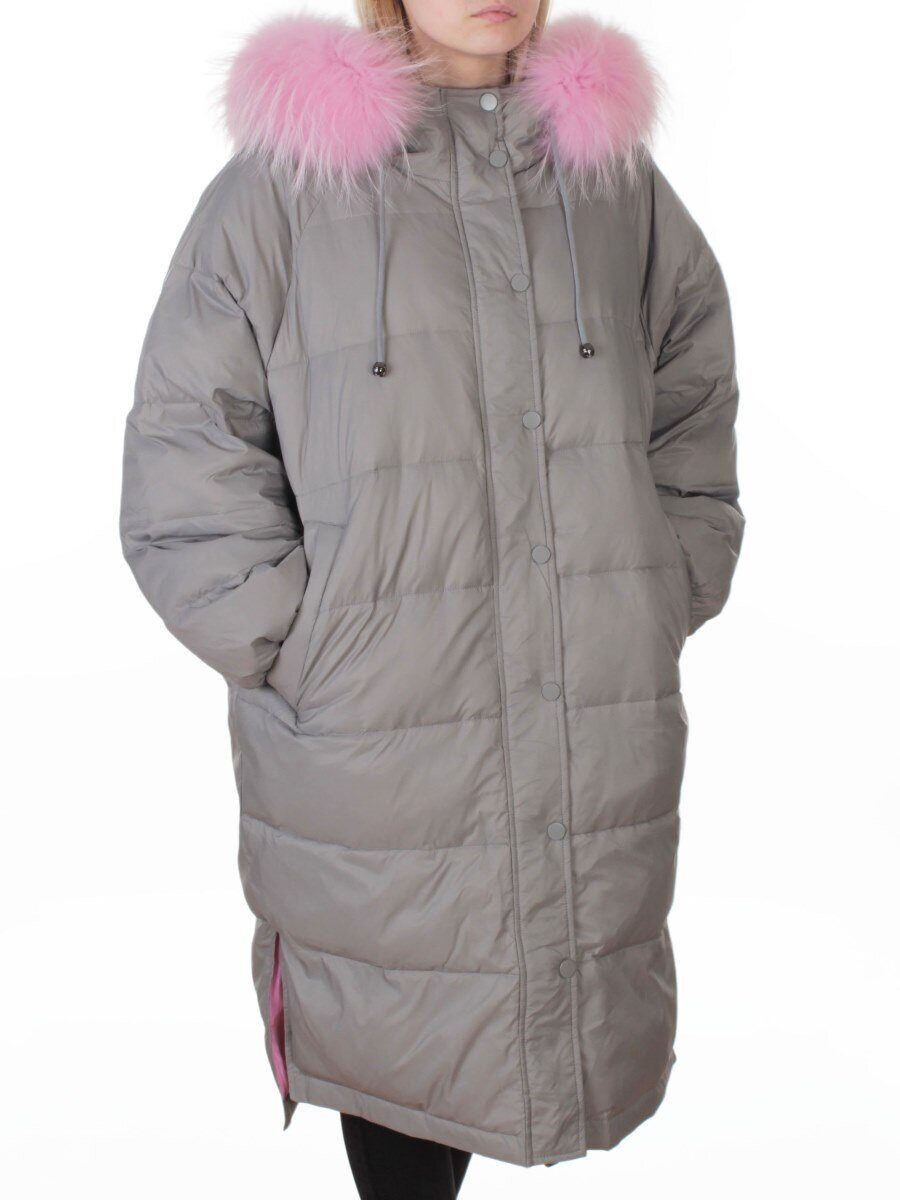 3072 GRAY Пальто зимнее пуховое женское (пух)