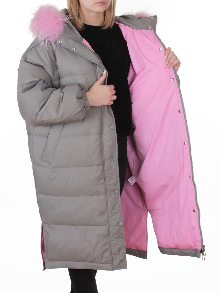 3072 GRAY Пальто зимнее пуховое женское (пух)