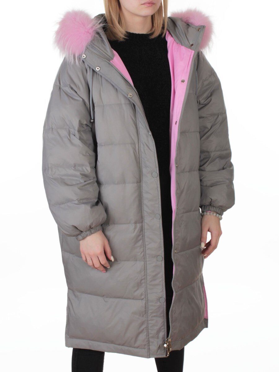 3072 GRAY Пальто зимнее пуховое женское (пух)