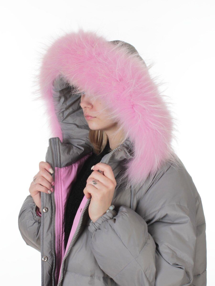 3072 GRAY Пальто зимнее пуховое женское (пух)