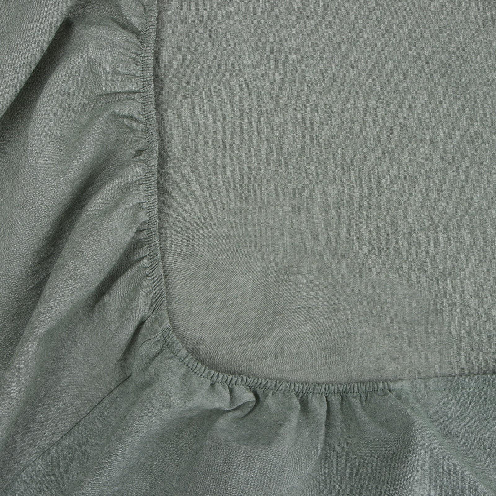 Простыня на резинке 2-спальная SL Home «Деним», 180×200+30 см, оливковая, жатый хлопок