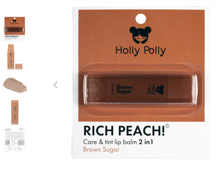 Оттеночный бальзам для губ, Rich Peach! Brown Sugar коричнево-персиковый Holly Polly Россия
