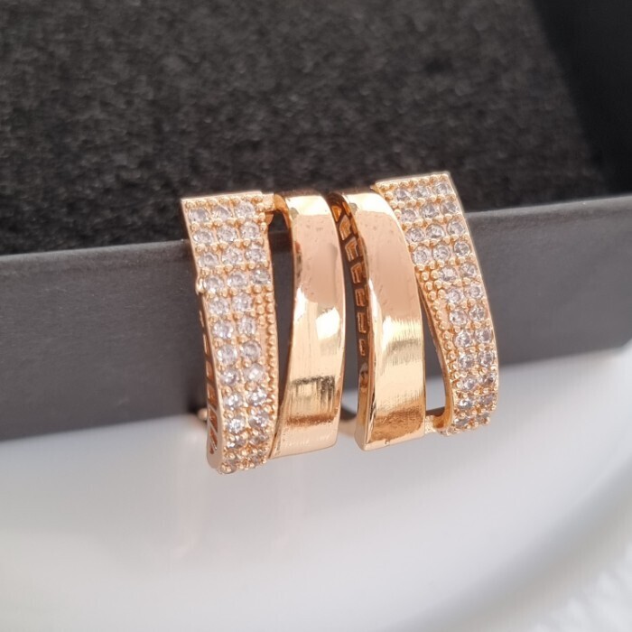 Серьги женские дорожки ювелирная бижутерия коллекция Дубай покрытие позолота вставка фианиты цвет прозрачный