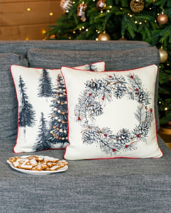 Комплект из2 наволочек с красными бусинами и красным кантом