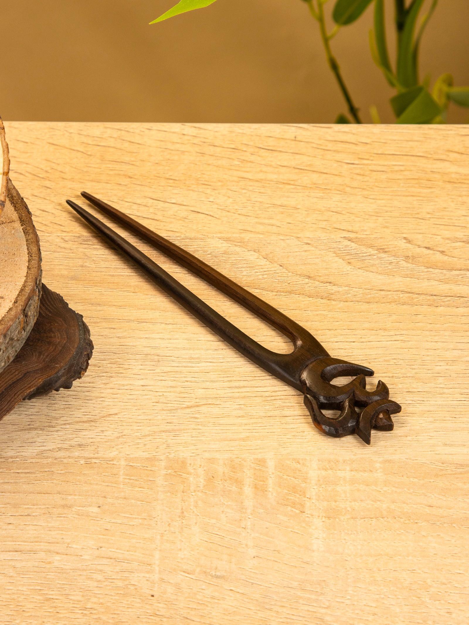 Шпилька для волос, 17×3 см, дерево Соно, ракушка, тёмно-коричневая