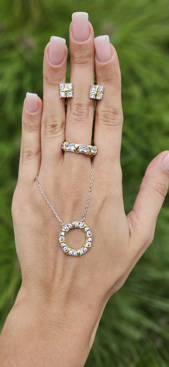 Комплект из серебра 925 пробы, с цепью