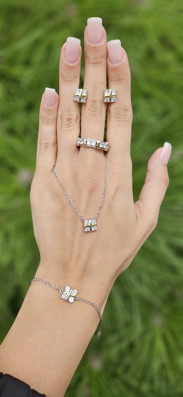 Комплект из серебра 925 пробы, с цепью