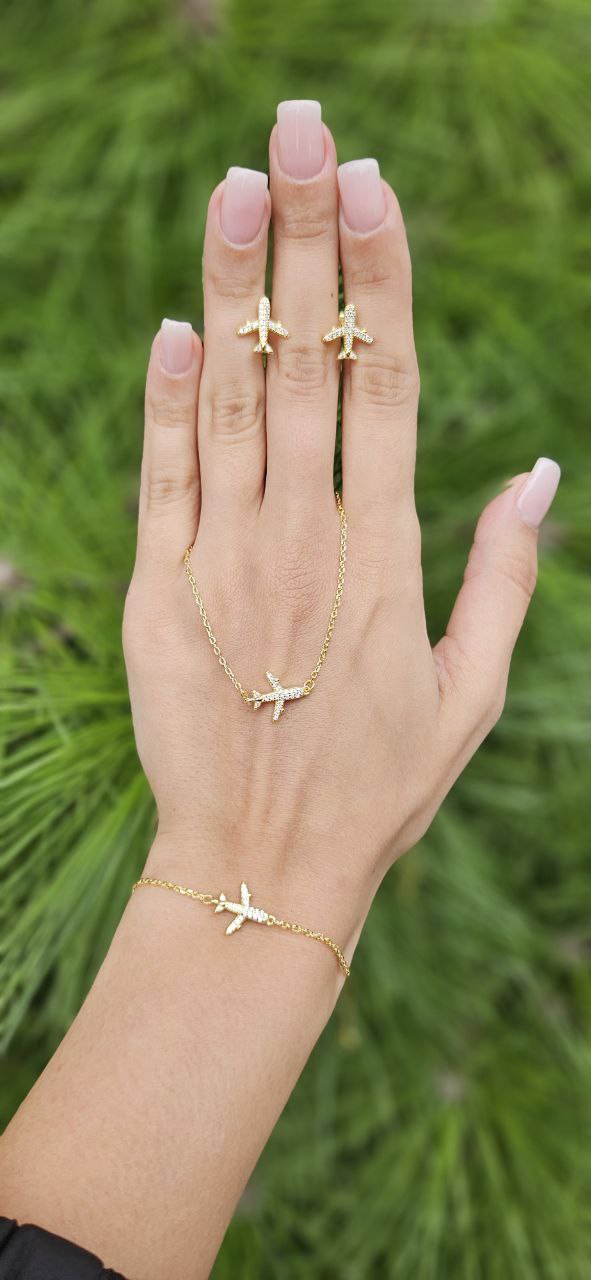 Комплект из серебра 925 пробы, с цепью и кольцом