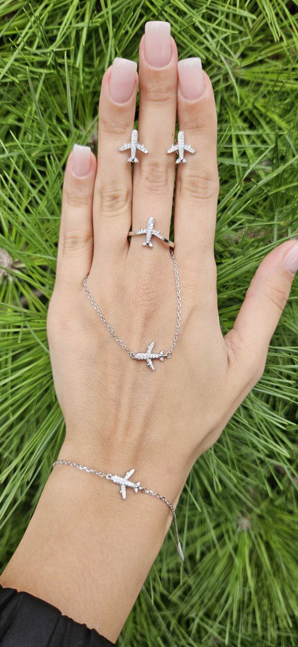 Комплект из серебра 925 пробы, с цепью и кольцом