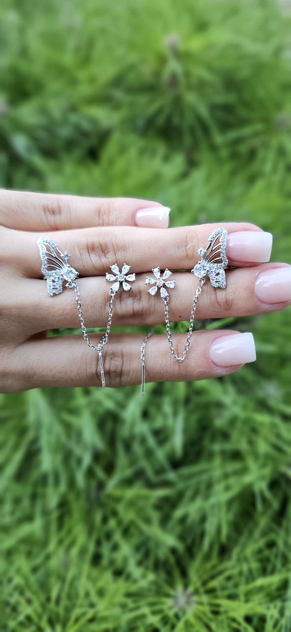 Серьги каффы Серебро 925 пробы kf