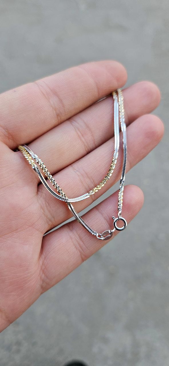 Цепь серебро 925 пробы, родирование и золочение