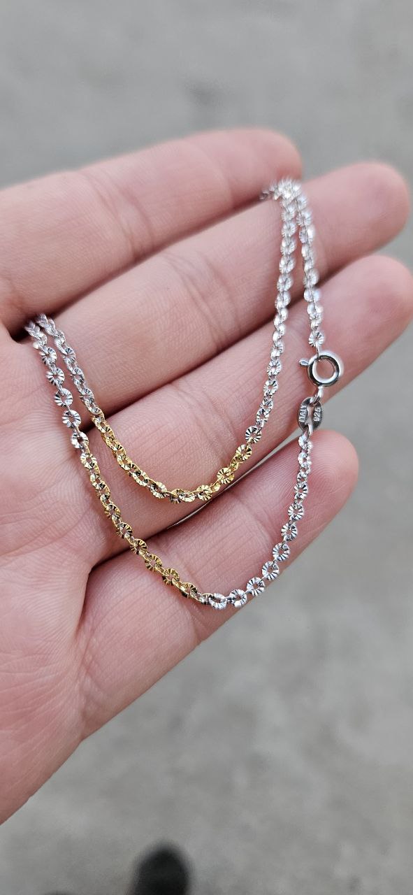 Цепь серебро 925 пробы, родирование и золочение