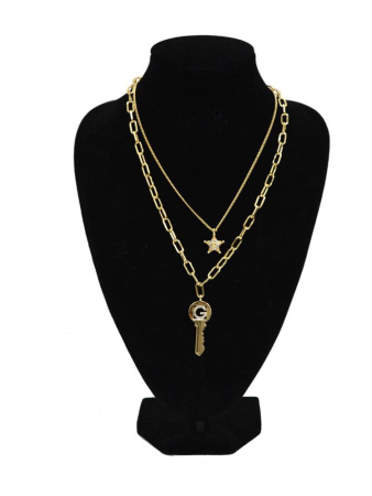 Колье многослойное Цепь 45 см / GTP-3 /уп 12/золото