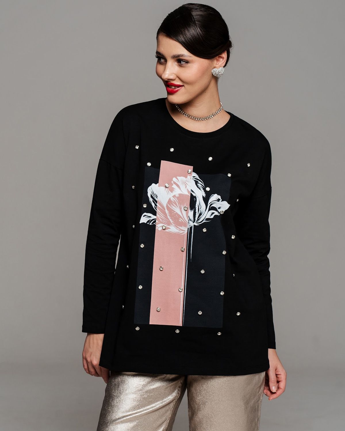 Лонгслив с кристаллами 66.1