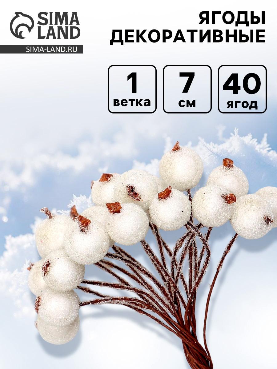 Ягоды для декора, белые, 7×6×7 см, 40 ягод