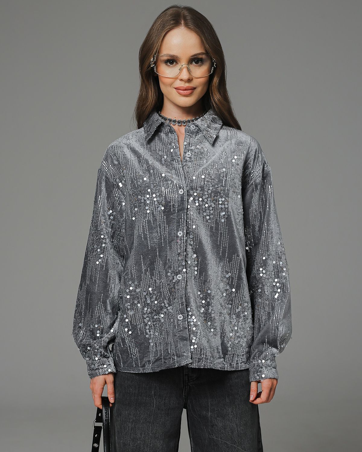 Рубашка с пайетками RT001