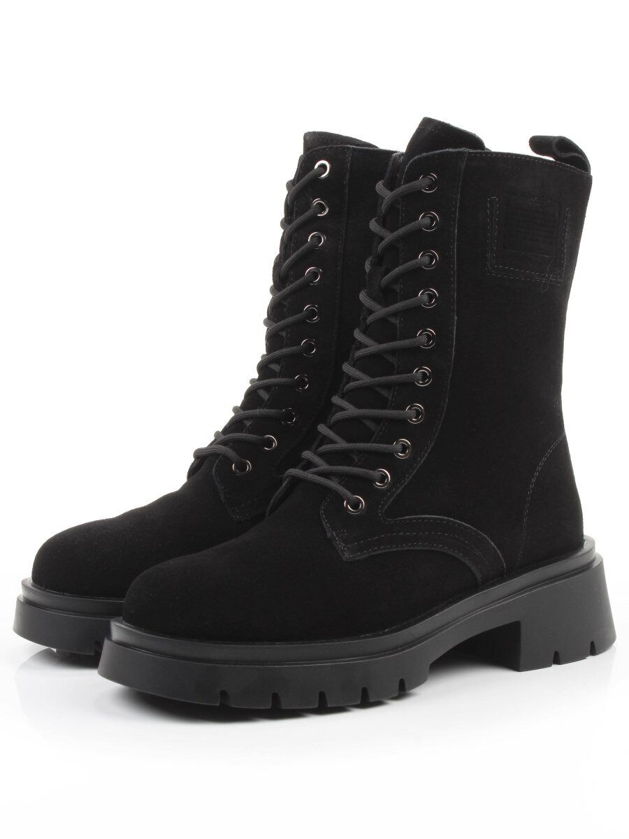 04-PAX86-3Z BLACK Ботинки зимние женские (натуральная замша, 100% шерсть)