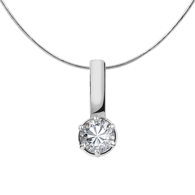 Подвеска с фианитом родированная серебро 925* 13-0018