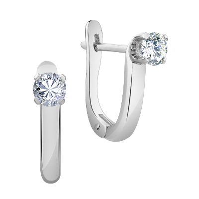 Серьги с фианитом родированные серебро 925* 11-0130