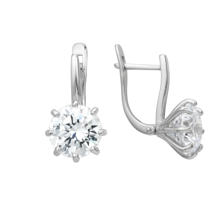 Серьги с фианитом родированные серебро 925* 11-0507