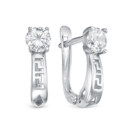 Серьги с фианитом родированные серебро 925* 11-0125