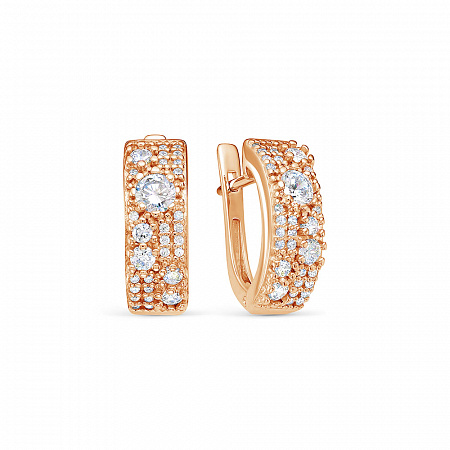 Серьги с фианитом позолоченные серебро 925* 41-0840