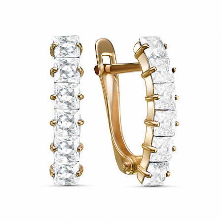 Серьги с фианитом позолоченные серебро 925* 41-0551