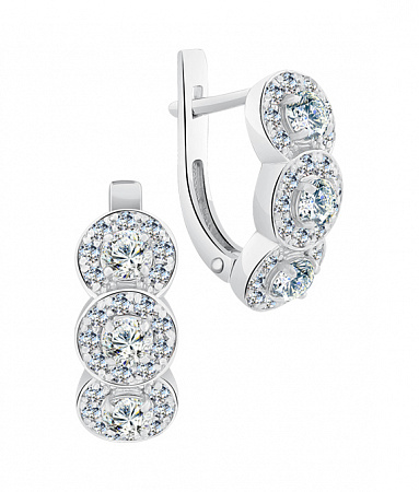 Серьги с фианитом родированные серебро 925* 11-0087