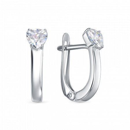 Серьги с фианитом родированные серебро 925* 11-0952