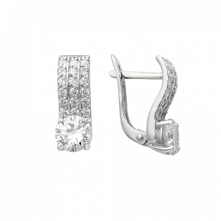 Серьги с фианитом родированные серебро 925* 11-0042