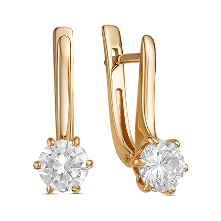 Серьги с фианитом позолоченные серебро 925* 41-0256