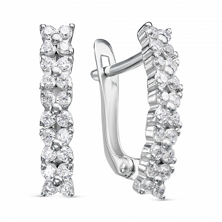 Серьги с фианитом родированные серебро 925* 11-0697