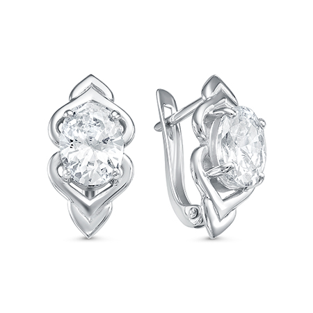 Серьги с фианитом родированные серебро 925* 11-0473