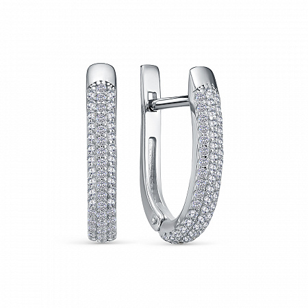 Серьги с фианитом родированные серебро 925* 11-1281