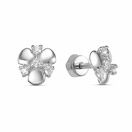 Серьги с фианитом родированные серебро 925* 12-0773