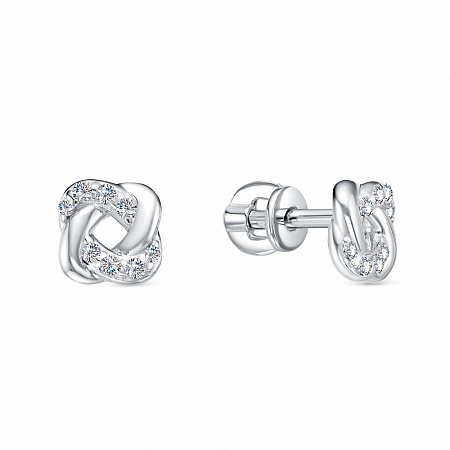 Серьги с фианитом родированные серебро 925* 12-1486