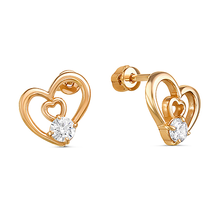 Серьги с фианитом позолоченные серебро 925* 42-0183